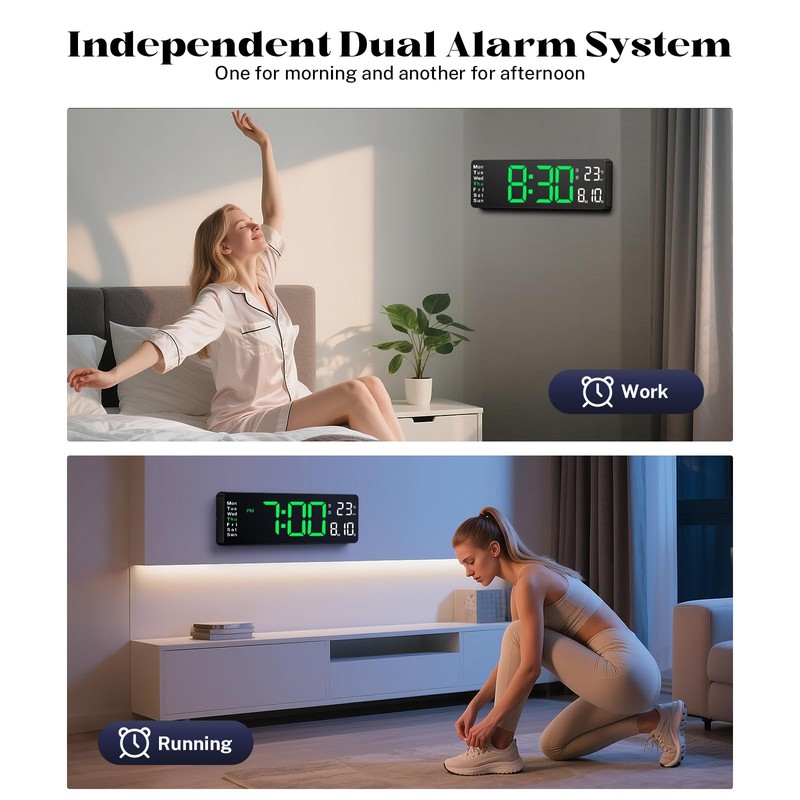 Brauthon Digital Clock Large Display, 16" Digital Wall Clocks for