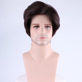 KiyaCos Fashion Adults Cowboy Cosplay Wig Short Brown Side Parted 70s 80s Men Daily Wear Cosplay Wigs