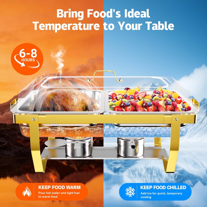IMXSUMDA 2-Pack Chafing Dishes for Buffet with Glass Lids –