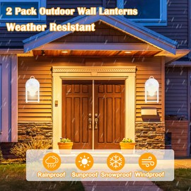 Kumtin Smart Outdoor Light Fixtures Wall Mount, Exterior Front Porch Light, Waterproof Wall Lantern, Sconces Lighting, White Outdoor Wall Lights with Clear Glass Shade for House, 4-Pack