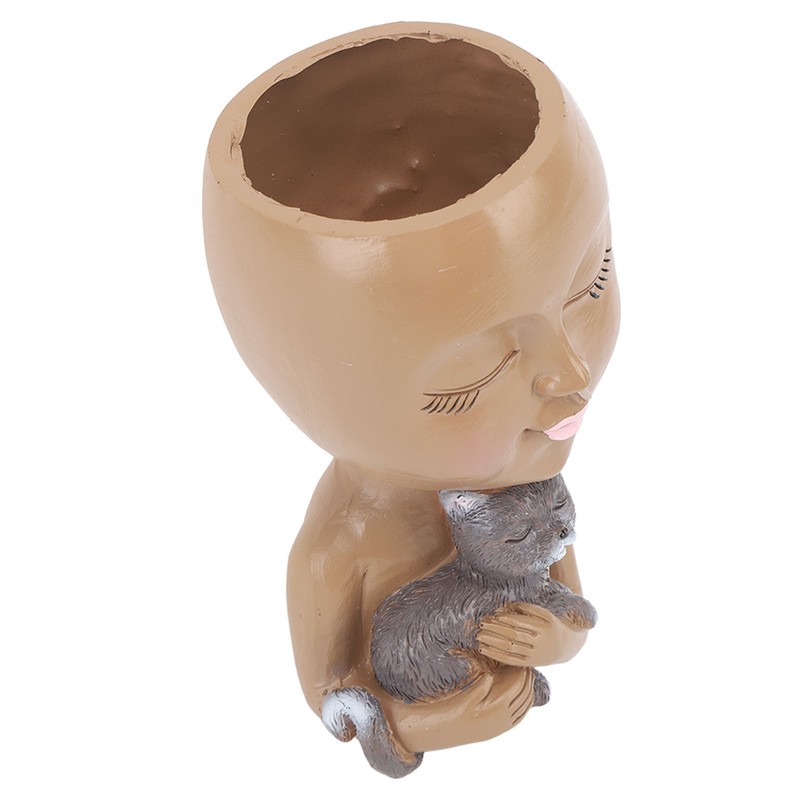 Funny Face Planter Pot Girl Head Planter Innovative Decorate Resin