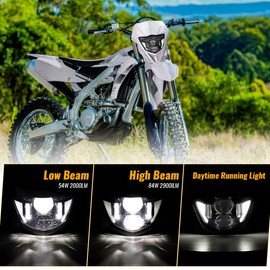 SUMHITIC LED Headlight Motorcycle Headlamp Kit with DRL Compatible with 2013-2023 WR250F 400F 426F 450F, WR250 400 426 450 TTR XT MX Most Enduro Motorcycle Pit Bike Black w/White Bezel
