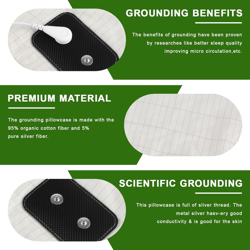 ConBlom Earthing Grounding Pillowcase with 5m UK Plug Cord, Regular