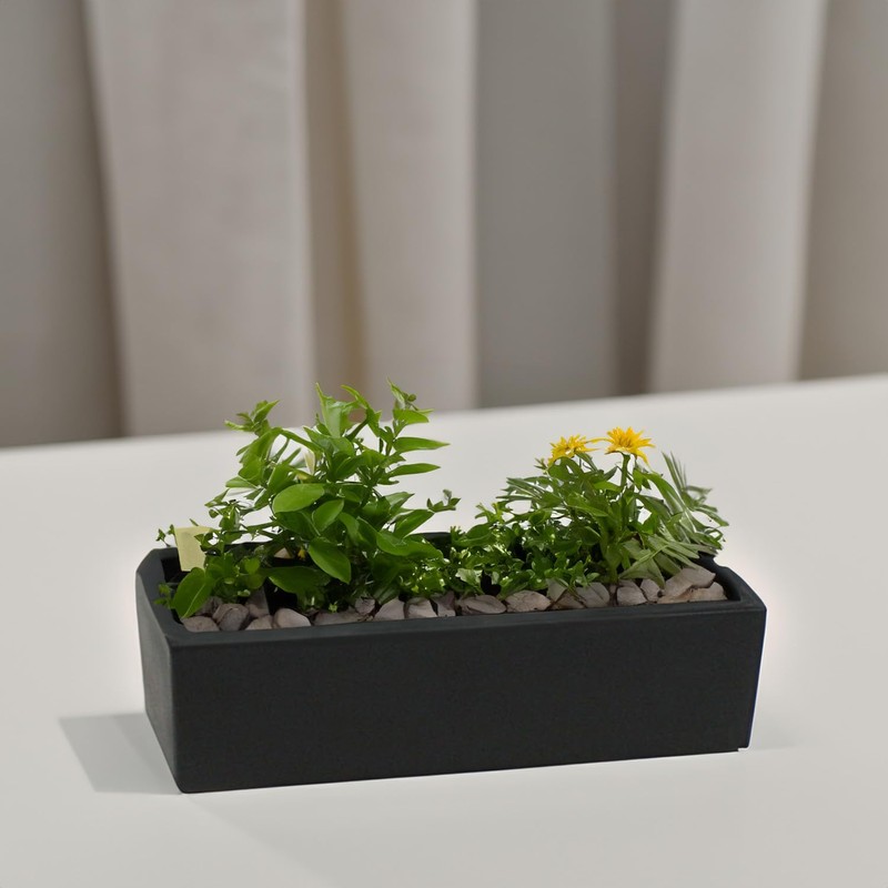 WGVI Long Rectangle Ceramic Planter Vase in Black 14" x