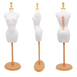 Doll Dress Form Mannequin Dress Form Torso Stand with Base Stand for Apparel Design and Costume Jewelry Display(White Gold,4pcs)