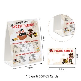 Pirate Birthday Party Game, What’s Your Pirate Name Game(One Sign+30 Name Tag Stickers), Pirate Party Game,Fun Games For School Office Home Party-MZC01
