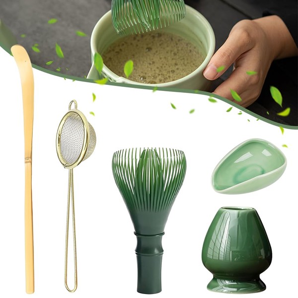 KUWUNG 5Pcs Matcha Whisk Set, Matcha Tea Set with Whisk