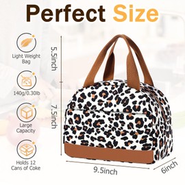 MIAOJIE Lunch Box Lunch Bag for Women Men, Leakproof, Insulated Lunch Box Tote with Large Capacity, Lunch Container for Work/Office (M-Small Leopard Print)