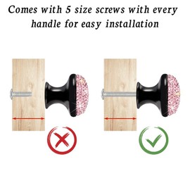 SAVORI Decorative Drawer Knobs, Designed Crystal Cabinet Knob Bling Rhinestone Dresser Cupboard Wardrobe Pulls Handles with Screws for Home Kitchen Bathroom 4 Pack (Pink)