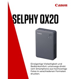Canon SELPHY QX20 Mobile Photo Printer - Print Directly from Smartphone via Wi-Fi. Dye Sublimation Printing, 2 Sizes Sticker Paper and Charging via USB-C - Dark Grey