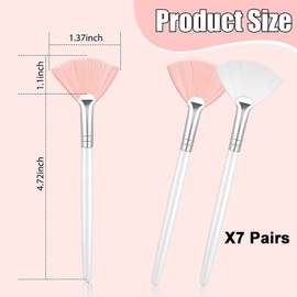 Patelai 14 Pieces Fan Brushes Applicator, Mask Brushes for Facial Makeup Tools for Face Cosmetic(White, Pink)