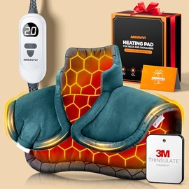 Graphene-Infused Instant Heating Pad with 3M Thinsulate, Ergonomic Weighted Heating Pad for Neck and Shoulders and Back, Heated Neck Wrap w/ 6 Heat Options 4 Auto Timer, Gifts for Women Men