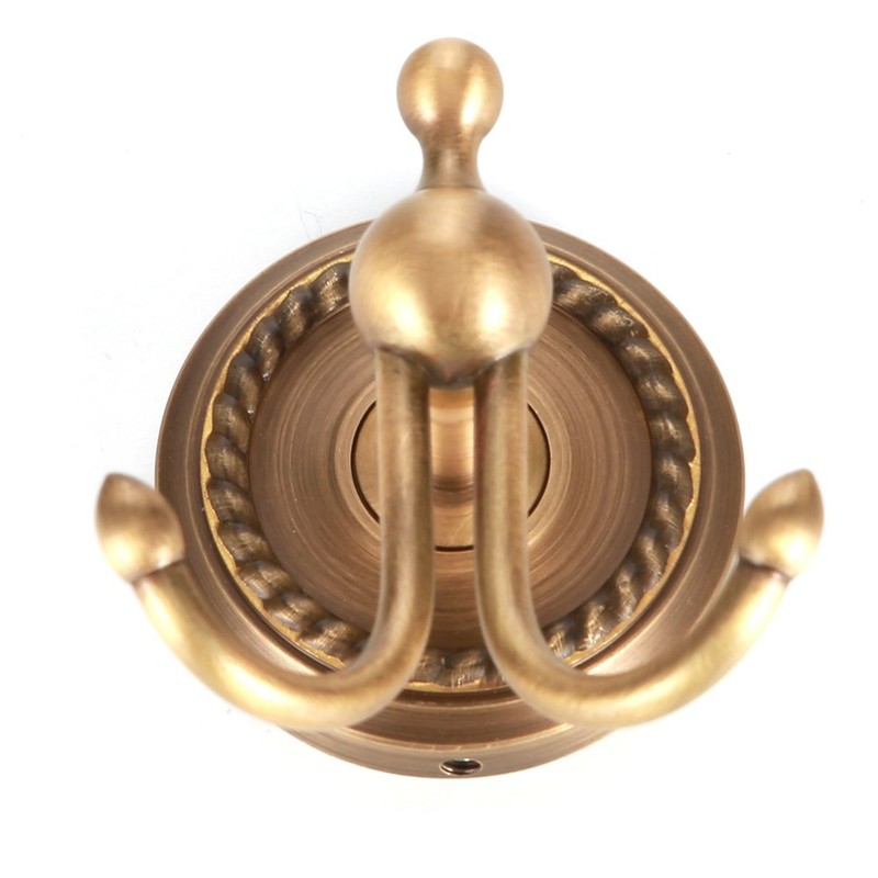 Alvinlite Bathroom Double Coat Hooks Antique Brushed Brass Towel Hooks