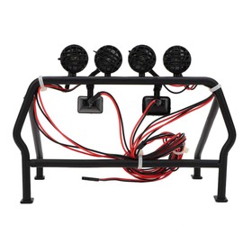 RC Car Roll Cage, Metal Roll Cage Highly Simulation with 6 LED Light Replacement Accessory Fit for SCX10 1/10 Axial 4WD RC Car