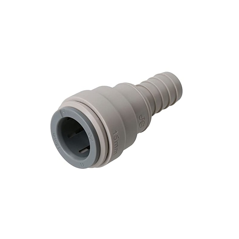 15mm Push Fit Pipe to 1/2" Hose Tail Barb Adapter