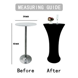 TC LUDUAN 2 Pack 24x43 Inch Black Spandex Cocktail Table Cloth Fitted Round Bar Table Stretch Highboy Cocktail Table Covers for Banquet Outdoor Party Wedding Bar Round Bottom Black