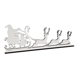 Melis Santa Claus with Reindeer - Wooden Christmas Decoration in White - 30 cm