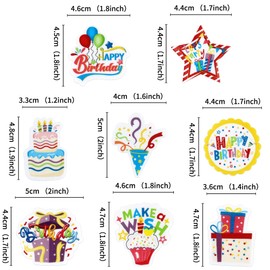 Ercadio 40 Pcs Edible Happy Birthday Cupcake Toppers Picks Colorful Let's Party Make A Wish for Celebrate Birthday Parties Anniversary Party Baby Shower Decoration Supplies