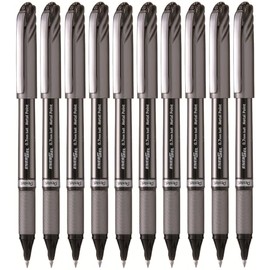 Pentel EnerGel BL27 Liquid Gel Ink Rollerball Pen - 0.7mm Metal Tip - Black Ink - Pack of 10
