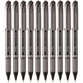 Pentel EnerGel BL27 Liquid Gel Ink Rollerball Pen - 0.7mm Metal Tip - Black Ink - Pack of 10