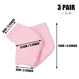 SYEYCW 3 Pairs Gel Heel Socks, Moisturizer Socks for Cracked Heel Treatment, Soft Ventilate Open Toe Socks, Foot Spa Moisturizing Socks, for Dry Hard Cracked Skin, Moisturizing Day Night Care Skin