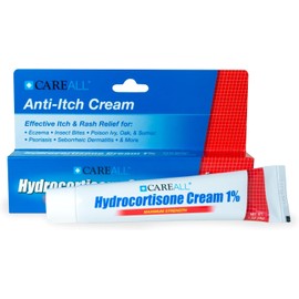 CareAll Hidrocortisona al 1%, tubo de 1 oz, crema antipicazón de máxima potencia, alivio de la picazón y el enrojecimiento causados por picaduras de insectos, eczema, psoriasis, hiedra venenosa, robl
