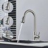 Brushed Nickel Basin Pull Out Spary Kitchen Sink Faucet Soap