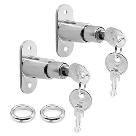 LDEXIN 2Pcs Cabinet Push Plunger Lock Sliding Door Lock, 3/4" (19mm) Cylinder Diameter, 7/8" (23mm) Cylinder Length, Keyed Different