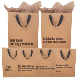 Ali & Boo Funny Gift Bags, 6 Piece Set, Medium Gift Bags with Tissue, Funny Birthday Gift Bag, Birthday Gift Wrapping, Gag Gifts