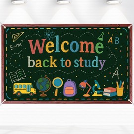 lasuroa Welcome Back to Study Backdrop, 71x43in Welcome Back to Study Banner with Wire Photo Props First of School Hanging Banner for Students Classrooms Decorations Supplies