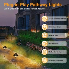 Neymlya Low Voltage Pathway Lights with Timing Plug, Low Voltage Landscape Lighting,