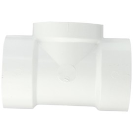 Spears P445X Series PVC DWV Pipe Fitting, Flush Tee with Plug, 3" Hub x 3" Hub x 3" NPT Female