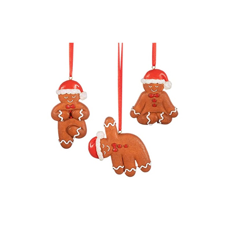 Sass & Belle Yoga Gingerbread Hanging Decorations - Set of
