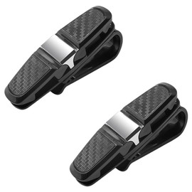 Fc'Noqgn 2 Stück Brillenhalter für Auto Sonnenblende, Brillenhalter Auto,Sonnenbrillen Brillen mit Kartenkarten Clip,180°Rotational Brillen Clip mit Karten Clip,Universal Doppelenden Brillenhalterung