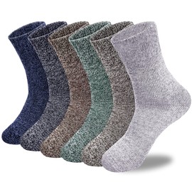 Loritta 6 Pairs Winter Socks Men Wool Socks Mens Thermal Nordic Socks Warm Socks for Men,Sky Grey