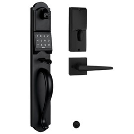 HISAFE Keyless Entry Door Lock Set, Camelot Trim Exterior Door Handleset with Single Cylinder Deadbolt, Heavy Duty Front Door Lockset, Right Handed, 17.52'' Length