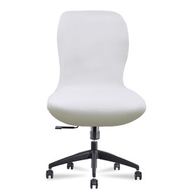 Deisy Dee Velvet Stretch Armless Office Chair Covers - Colorful Stretch Slipcover for Desk Chairs (Off White)