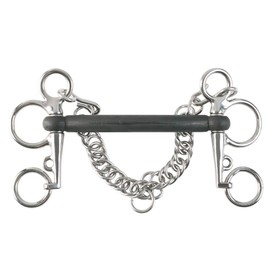 HORZE Mullen Mouth Pelham Rubber Bit - US 5 in, Black(BL)