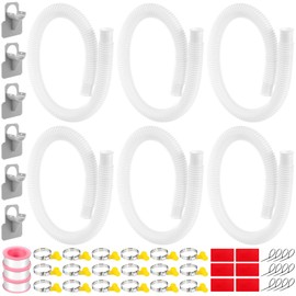 Tuanse 6 Sets 1. 25''x 41'' Pool Hose for Above Ground Pools, Replacement Pool Pump Hose with Clamps and Pipe Holders, Swimming Pool Replacement Accessory for Filter Pump 330/530/1000 Gph(White)