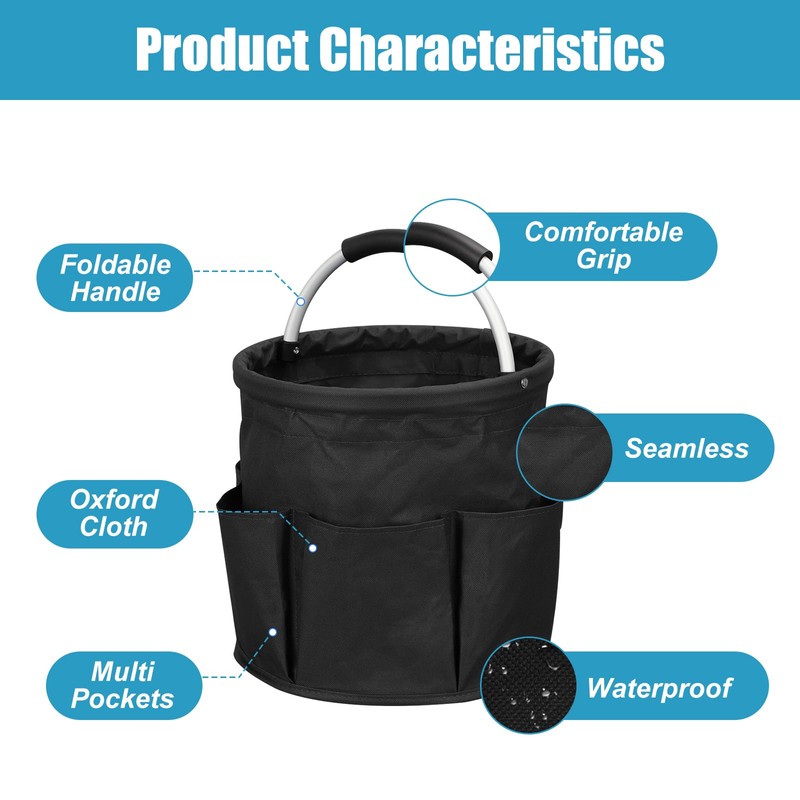 Qivine 17L Cleaning Caddy with Handle, Cleaning Supply Caddy Foldable