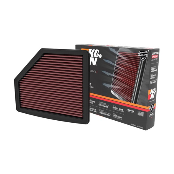 K&N Engine Air Filter: Reusable, Clean Every 75,000 Miles, Washable,