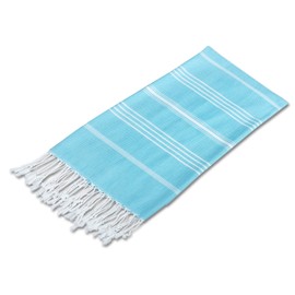 LAYNENBURG Set of 2 Premium Hammam Towels with Hand-Knotted Fringes - 100% Cotton - XXL Beach Towel, 100 x 200 cm - Oeko-Tex 100 - Large Beach Towel - Sauna Towel and Travel Towel (Light Turquoise)