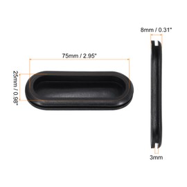 sourcing map Rubber Grommet Mount Size 75 x 25 mm Oval Double-Sided for Wire Protection 10pcs