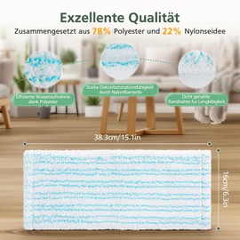 6 Pack Replacement Mop Covers for Leifheit Clean Twist M Ergo Micro Duo/Power CLEAN M, for All Floors, Efficient Absorbent Microfibre Floor Mop Replacement Cover Stains Quick Removal