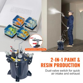 Happybuy 10L/2.5gal Spray Paint Pressure Pot Tank, 70PSI Max Air Pressure Pot, Metal Rack and Leak Repair Sealant for Industrial, Home Decor, Construction, and Automotive Painting