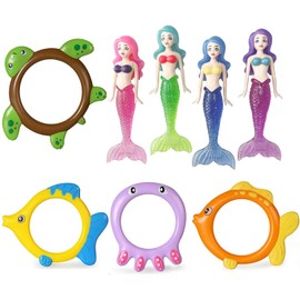 8Pcs Diving Ring Toy Mermaids Pool Sinking Toy Set Multicolor Underwater Diving Toys Cute for Pool Water Play(Mermaids)