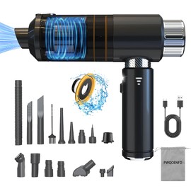 PWQOENFD Handheld Car Cleaner, 16000PA Portable Vacuum Cordless with Brushless Motor Cleaner and Air Duster with Multi-Nozzles & Washable Filter for Home Office Pet Hair(Black)