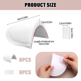 Miunpri 4 Pairs of Shoulder Pads, Sewing Sponge Pads, Shoulder Pads, Breathable Sponge Pads, Shoulder Reinforcer, Sewing Accessories, for Sewing, Foam Shoulder Cushion, Shoulder Push Up Pads (A-White)