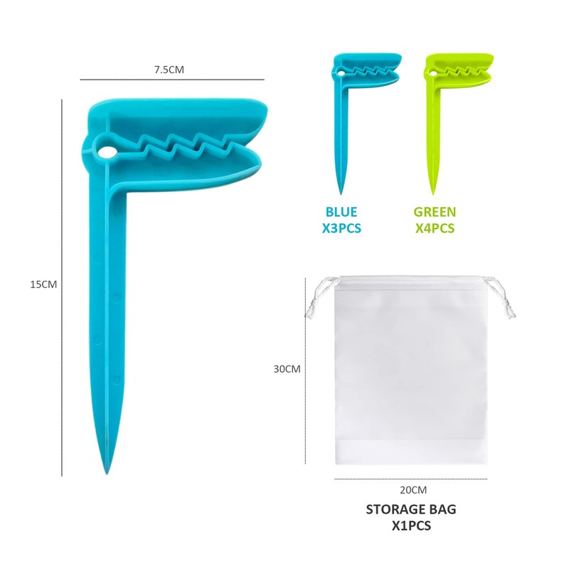 BEIIEB 7 Pack Towel Clips with 1 Organizer Bag, Beach