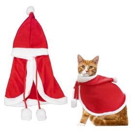 Pet Christmas Costume for Dog, Cat Xmas Holiday Costume, Xmas Puppy Cloak for Christmas Small Dogs Cats Clothes New Year Party Supplies A6-MMSDPF